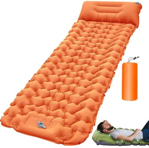 Ultraleichte & Kompakte Isomatte, Camping Isomatte Selbstaufblasend, Aufblasbare Isomatte – Ideal Für Reisen & Abenteuer (Orange)