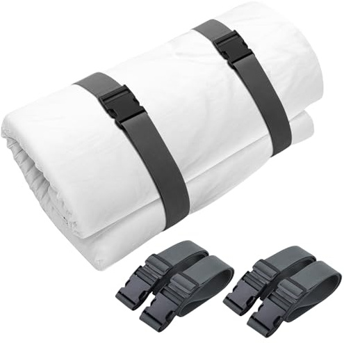 Wowangce 4 Pcs 60 x 2 Mattress Topper Straps Adjustable Memory Foam Packing Straps with Buckles for Home Mattress Moving or Storage, Dark Grey