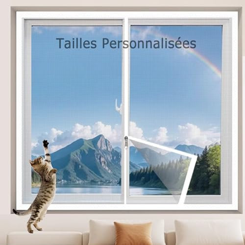 DUOLEH Moustiquaire pour Fenêtres, Filet de Protection pour Chat, Barrière Chat Balcon, Détachable Net Lavable pour La Maison, Filet Écran Insecte pour Balcons Terrasses