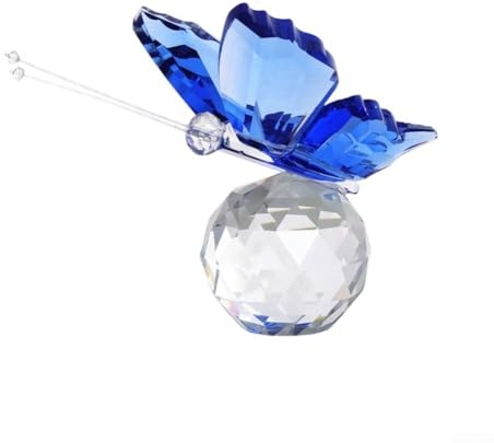 Whychstore Presse-papier décoratif en cristal avec base en forme de papillon en verre pour salon (bleu)
