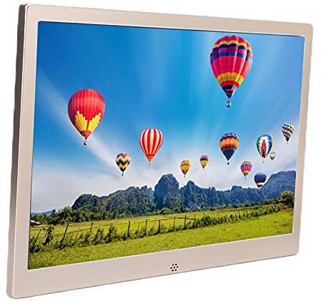 Tbest 12 Zoll Metall Digital Photo Frame HD 1280x800 Elektronisches Album MP3 MPEG4 Bild Hochauflösender LED -Display für Wohnzimmerbüro (EU-Stecker)