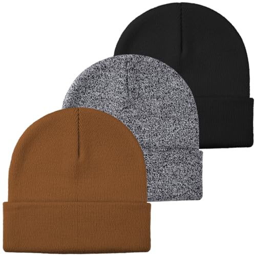 VZV 3 Stück Wintermütze Herren Damen Warme Strickmütze Beanie Mütze für Unisex Winter Klassisches Weiche Stretchy Herrenmütze