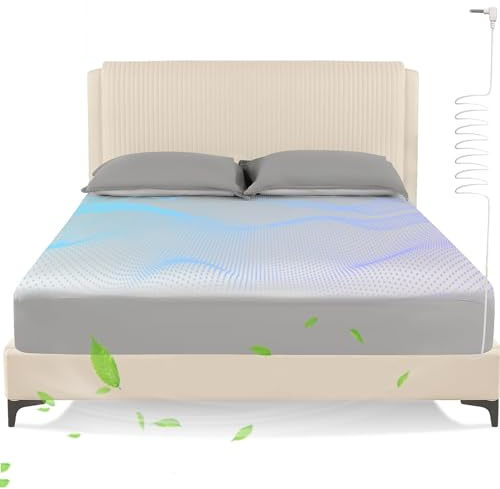 Erdungslaken für Doppelbett, XL-Größe, Erdung, Spannbetttuch, 10 % reine Silberfaser + 90 % Bio-Baumwolle, Erdungs-Set mit Erdungsschnur für verbesserten Schlaf und Wellness (Grau, 203,2 x 99,8 x 38,1