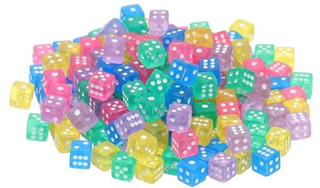QUARKZMAN 200 Stück Mini Würfel 5mm/0.2 Acryl Klar, 5 Farben | Kleine Sechsseitige Spielpunkt Quadrat Würfel Bulk, Für Tisch Brettspiel Party Aktivitäten