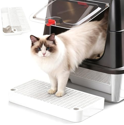 CEWROM Rampe pour litière pour chat, marches de litière avec fonction filtrante et pieds en caoutchouc antidérapants, rampe de litière pour chats petits et âgés (beige)