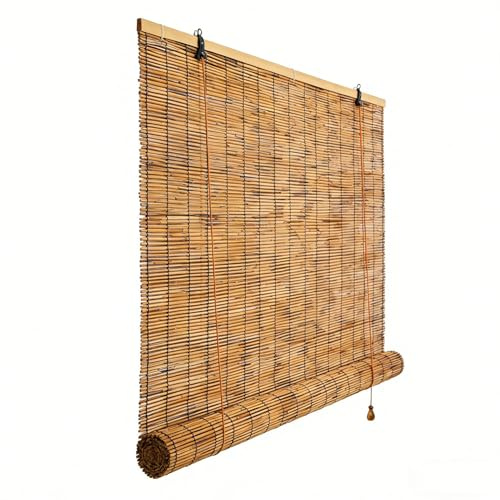 Tenda Avvolgibile in Bambù per Esterni 110 80 50 140 160 130 cm, Tende Oscuranti al 70% per la Casa, Tenda Romana Impermeabile per Patio Veranda Balcone Gazebo Terrazza Giardino(W90cm x H180cm)