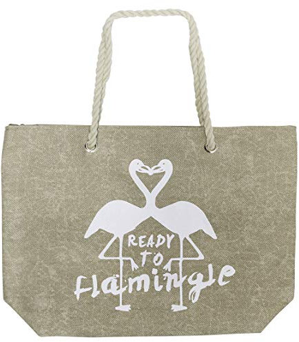 Strandtasche Sommertasche Badetasche Flamingo ca. 27 l Beige