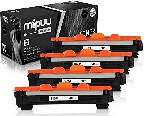 Mipuu 4 Toner kompatibel zu Brother TN-1050 Schwarz für HL-1110 HL-1112 HL-1210 HL-1210w HL-1212w DCP-1610w DCP-1612w DCP-1512 DCP-1510 MFC-1810 MFC-1810w MFC-1910w
