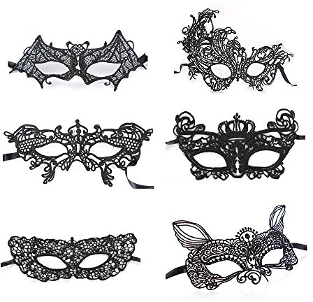 VKI® 6Pcs Venezianischen Maskerade-Maske für Halloween Karneval, Schwarz