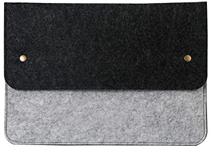 LaoZan Felt Briefcase Handbag Soft Slim Protective Bag Laptop Sleeve for 11.6-15.4 Inch Macbook/Dell/Lenovo/Ultrabook Netbook 15.6 Dark Gray