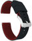 24mm Black/Crimson Red - BARTON Elite Silicone Watch Bands - Quick Release - Choose Strap Color & Width