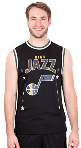 Ultra Game NBA Utah Jazz Mens Jersey Tank Top Mesh Sleeveless Muscle, Black, S