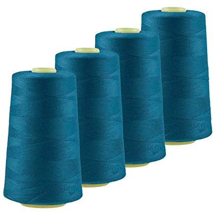 4 x 4572m Qualitäts Overlock-Garn Overlock-Nähgarn Oeko-Tex Farbe 821-860, Farbe:A825 saphirblau