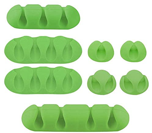 YOFASEN Cable Holder Clips Green - Cord Wire Tidy Management Organizer Self Adhesive Cable Clips, Green, 8pcs