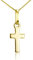 Materia Damen Kreuzkette klein aus 375 Gold - 9 Karat Goldkette mit Kreuz Anhänger 1,23g / 42cm in Etui gka-1