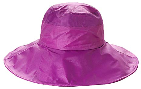 Regenhut für Frauen mit breiter Krempe verstaubar | Damen Regenkappe Wasserdicht Sonnenschutz Satin gefüttert | Outdoor Bucket Hat, magenta, Large