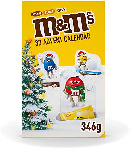 M&M's Adventskalender, 3D Pop-Up Weihnachtskalender mit 24 Weihnachtsüberraschungen, Enthält die M&M's Klassiker Peanut, Chocolate und Crispy, Ideal zum Verschenken, Inhalt: 346 g