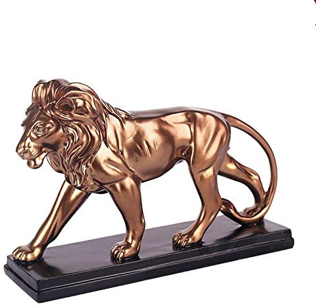 CWENROU Skulptur,Mode Kunst Goldene Design Vintage Afrikanischen Wilden Löwe Skulptur Statue Harz Dominierende Tier Löwe Dekoration Zubehör Loft Handwerk Geschenk-Statue