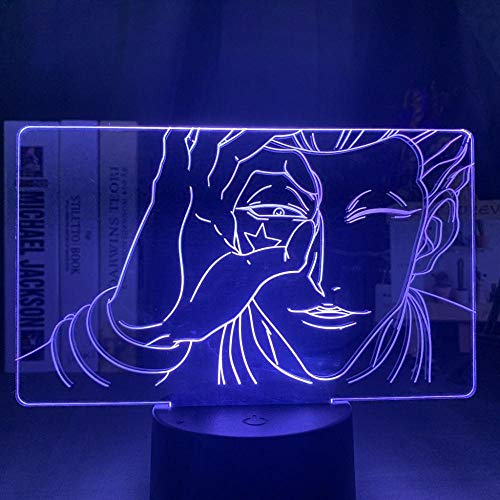 Anime Hisoka Face 3D Illusion Lampe Farbwechsel Atmosphäre Schlafzimmer Dekor LED Nachtlicht Jäger X Hunter Kind Geburtstagsgeschenk-16 Farbe mit Fernbedienung