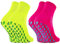 Rainbow Socks - Bambina Neon Calze Sportive Broccato Antiscivolo - 2 paia - giallo fucsia - Taglia 24-29