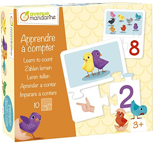 Avenue Mandarine JE529C - Puzzle Zählen lernen, ideal ab 3 Jahren, 10x3-teilige Puzzles, Küken, 1 Stück