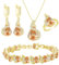 GZWHD Damen Schmuck Set Wassertropfen Künstlich Zirkonia Ohrringe Halskette Offener Ring Tennis Armband Hochzeit Geburtstag Geschenk, Metall, Zirkonia