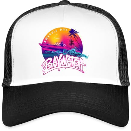 Spreadshirt Baywatch Boot Emerald Bay Trucker Cap, One Size, Weiß/Schwarz