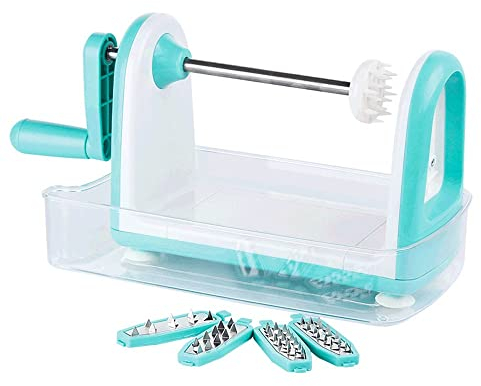 Manual Spiralizer Vegetable Slicer Vegetable Chopper Rotary Grater Vegetable Cutter Food Processor Rotary Cheese Grater for Carrot, Potato, Cucumbers