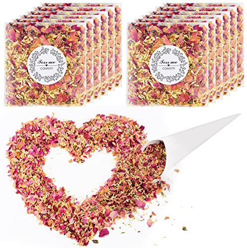 30 Stk Party Hochzeit Konfetti Kegel with 12 Säcke Natürliches Hochzeitskonfetti biologisch abbaubar Kegel Papiere für Hochzeit Party Dekoration(Weiß)