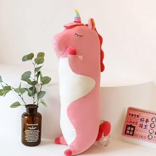 Yeqivo Kuscheltier Kawaii Einhorn Plüschkissen Stofftiere Langes Rosa Einhorn Plüschkissen niedliches Unicorn Plüsch Tier Körperkissen Kinder Plüschtier (Einhorn,110CM)