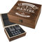 7-TLG Whisky Steine Set mit Wunschgravur - Motiv: Original Exklusive - personalisierte Holzkiste - 2X Whiskygläser, 9X Kühlsteine, 1x Beutel, 1x Zange - von Hand graviert - Geburtstag