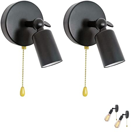 ANKBOY Ajustable Aplique con Interruptor 2 Piezas E27 Lámpara de Pared Interior Vintage Lampara Pared Dormitorio Metal Negro Retro Apliques de Pared Cocina, (Bombillas No Incluidas)