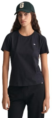 GANT Women's Reg Shield Ss T-shirt T-Shirt , Black,S