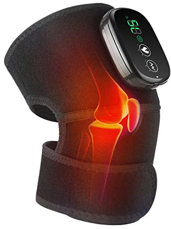 Massaggiatore Ginocchio Artrosi, Ginocchiera Massaggiante con 3 Livelli di Massaggio e Calore per Riscaldare Terapia, Ginocchiera Elettrica per Alleviare Dolori Articolari e Ginocchio Rigido