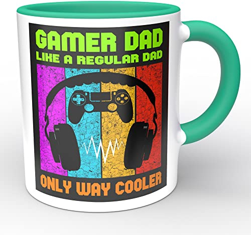 Star Online Gamer Dad Fathers’s Day Mug Gifts for Dad from Daughter and Son World's Greatest I Mean Father Coffee Mug Gifts for Birthdays (Green Gamer)