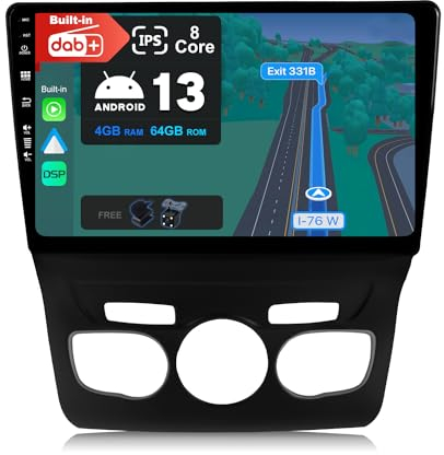 BXLIYER - [Eingebaut DAB] - Android 14 IPS Autoradio Passt für Citroen C4 C4L DS4 (2013-2017) - Kabellos Carplay/Android Auto - 4G+64G - LED Kamera + MIC - 10.1 Zoll 2 Din - SWC DSP Fast-Boot 360-CAM