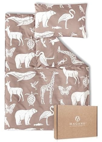Magano® Kinderbettwäsche 135x200 Rosa | Bambus & Baumwolle Satin | 400 TC Luxusqualität | Hypoallergen | Baby Kinder Bettwäsche Mädchen | Deckenbezug 135x200 cm + Kissenbezug 80x80 cm | Altrosa