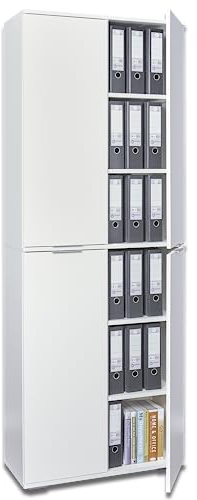mutatio Aufbewahrungsschrank Büromöbel Schrank 80,2 cm x 214,7 cm x 35 cm Meerzweckschrank Büroschrank Allzweckschrank Ordnerschrank Weiß Hochschrank Für Akten Ordner