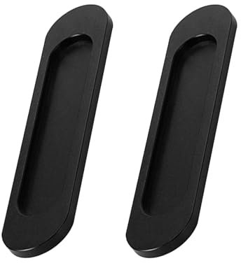 Ruspela tiradores de puerta corredera ovalados autoadhesivos de 6in/150 mm, empotrables rectangulares, 2 piezas de aleación de aluminio, mango libre con calcomanías de montaje para puertas de granero