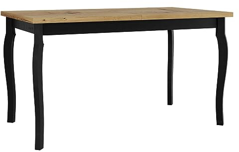 Mirjan24 Tisch für Esszimmer Awrolt V, Rechteckiger Esstisch, Ausziehbarer Tisch für Küche, L:140-180 x H:78 x B:80 cm, Küchentisch, Esszimmertisch, Praktischer Ausziehtisch (Artisan Eiche/Schwarz)