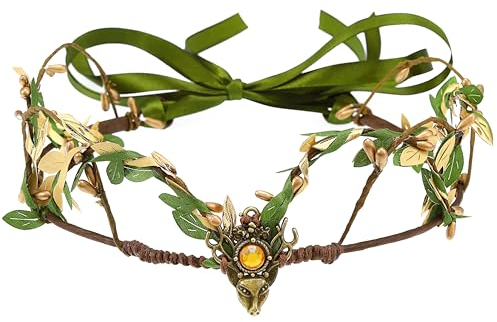 Fashband Blatt-Stirnbänder, grünes römisches Stirnband, Göttinnenkrone, Tiara, Kopfschmuck, Haarschmuck für Frauen und Mädchen