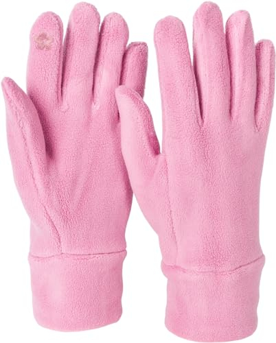 styleBREAKER Damen Touchscreen Fleece Handschuhe Einfarbig, warme Fingerhandschuhe, Winter 09010047, Farbe:Altrose