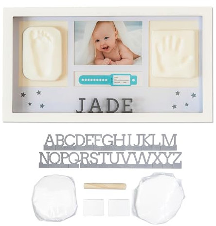 Kit Empreinte Main Pied Bébé Moulage Argile Cadre Photo OFFERT|Cadeau Naissance unique Nouveau-Né Fille Garçon Personnalisé Original Pour Maman & Futurs Parents|Idéal Baby Shower|Souvenir Inoubliable
