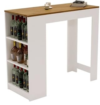 CraftPAK Bartisch Retro - braun mit 3 Regalen | massiv und standfest | Küchentresen/Thekentisch freistehend für Küche & Esszimmer