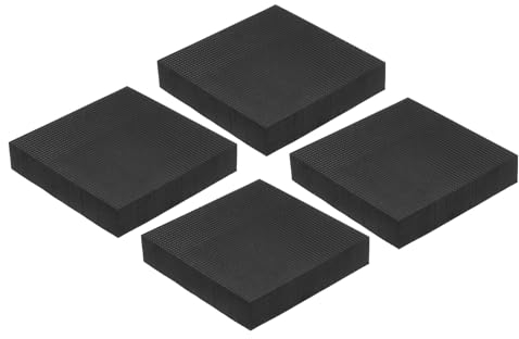 PATIKIL Almohadillas de Goma Antivibración 4Pcs Cuadradas 3.94 x 3.94 x 0.8 para HVAC Aire Acondicionado Compresor de Aire Lavadora Secadora Negro