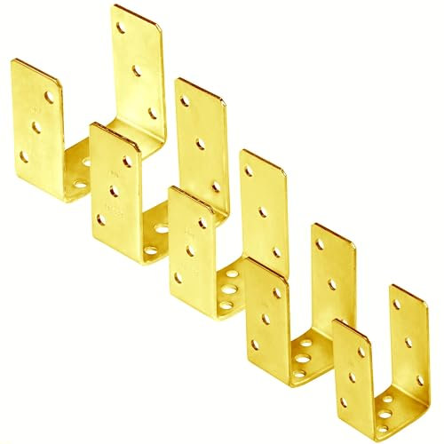 Bolt Down U Shape 101mm - 4 Gold (Pack of: 6) Galvanised Post Support Heavy Duty 4mm Fence Foot Base Bracket