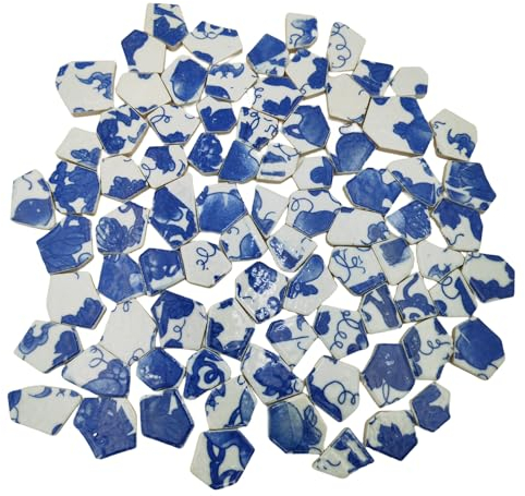 500 g Porzellan-Keramik-Mosaikfliesen, gebrochene unregelmäßige Mosaikfliesen für Heimwerker, Boden, Küche, Pool, Blumentöpfe, Mosaikherstellung (Porzellan 07)