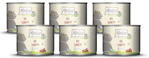 MjAMjAM – Premium Nassfutter für Katzen - natürlich lecker – Bio Schwein, 6er Pack (6 x 200g), getreidefrei mit extra viel Fleisch