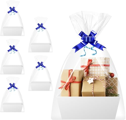 PräSentkorb Leer Pappe, [5set Pack Weiß]GroßE Leere GeschenkköRbe Mit Griffen FüR Frauen MäNner Urlaub, Geburtstag, Weihnachten, Valentinstag, Hochzeit Baby Party Geschenk Und Jede Gelegenheit