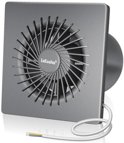 LeKaufen Black Bathroom Extractor Fan 100mm, 4 Inch Exhaust Fan with Backdraft Damper, Bathroom Ceiling Extractor Fan 100m³/h Airflow for Shower Office Cockloft Garage Kitchen